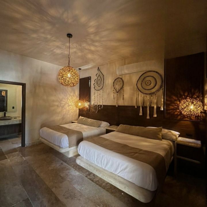 Recámara de Villa Aaktun con diseño contemporáneo, Tulum